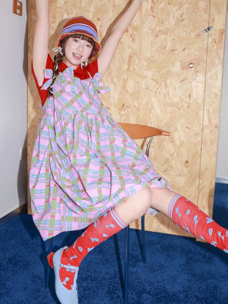 Plaid Strapless Bow Dress【s0000013927】