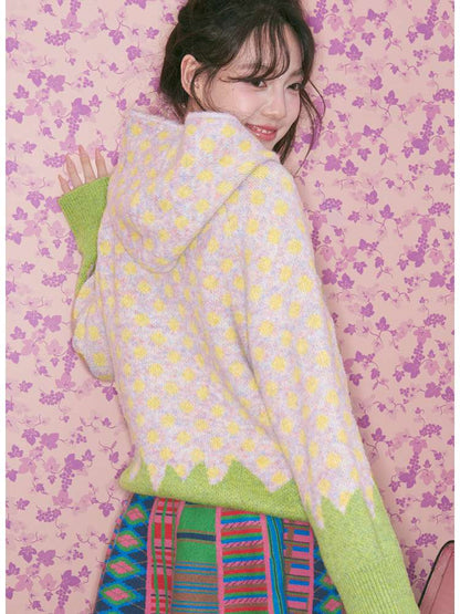 Light Pink Polka Dot Hood Cardigan【s0000015024】