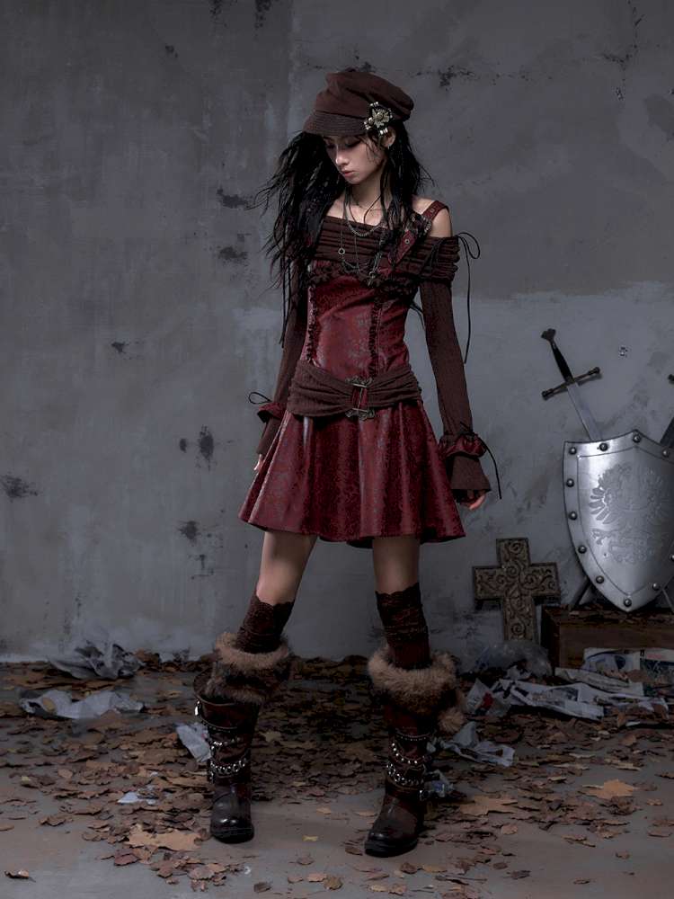 Vintage Punk Patchwork Knit Dress【s0000014651】