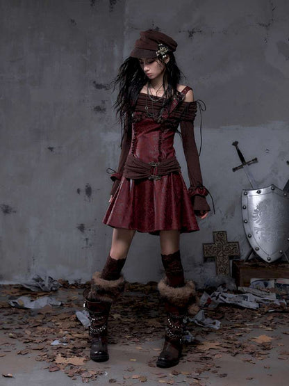 Vintage Punk Patchwork Knit Dress【s0000014651】