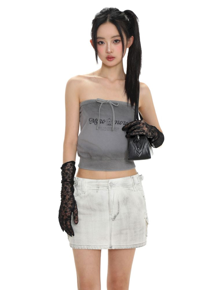 Drawstring Badge Printing Tie Bandage Tank Top【s0000008654】