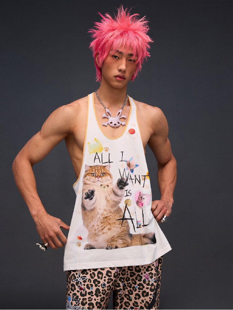 Cat Print Vest I Want Everything【s0000017296】