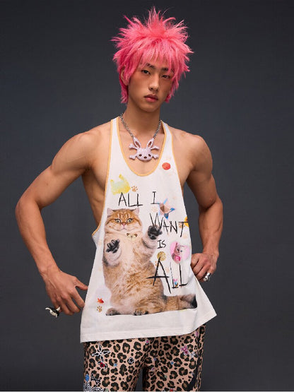Cat Print Vest I Want Everything【s0000017296】