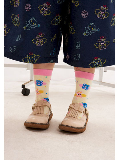 Animal angel knitted mid-calf socks【s0000013194】