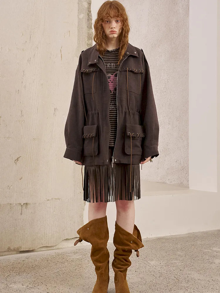 Pocket Drawstring Windbreaker-Style Trench Coat【s0000014060】