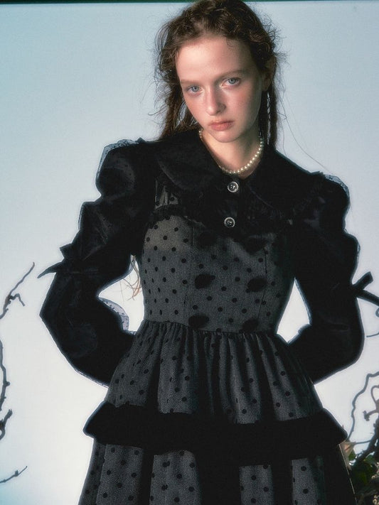 Double-breasted lace undershirt dress【s0000004789】