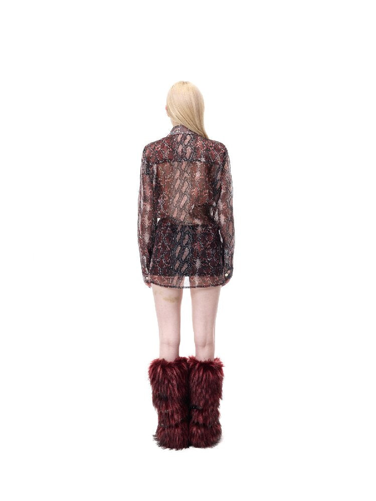 Shimmer Mesh Shirt Patchwork Skirt【s0000017719】