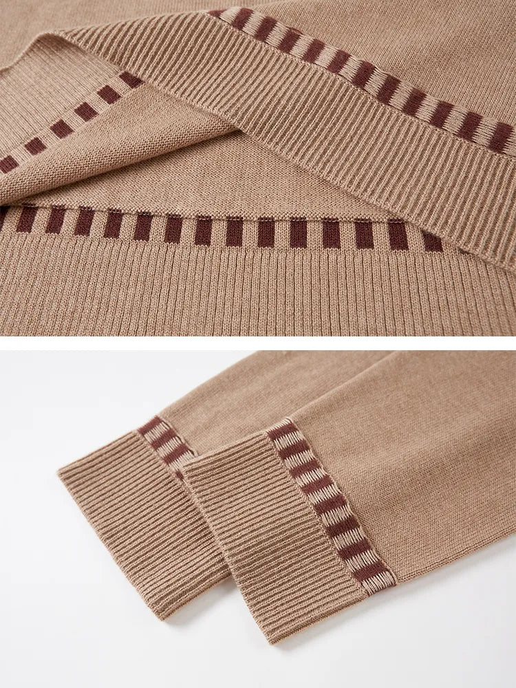 Off-the-shoulder poncho print knit sweater【s0000014063】