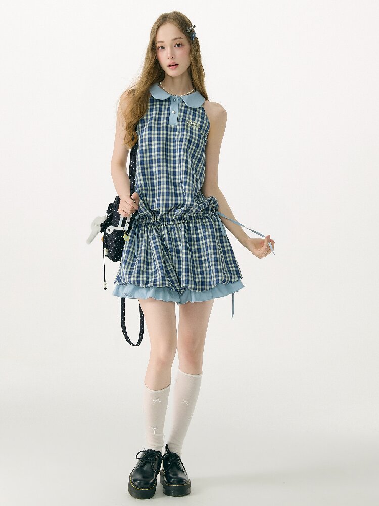 Summer Plaid Doll Collar Dress Girl【s0000017149】