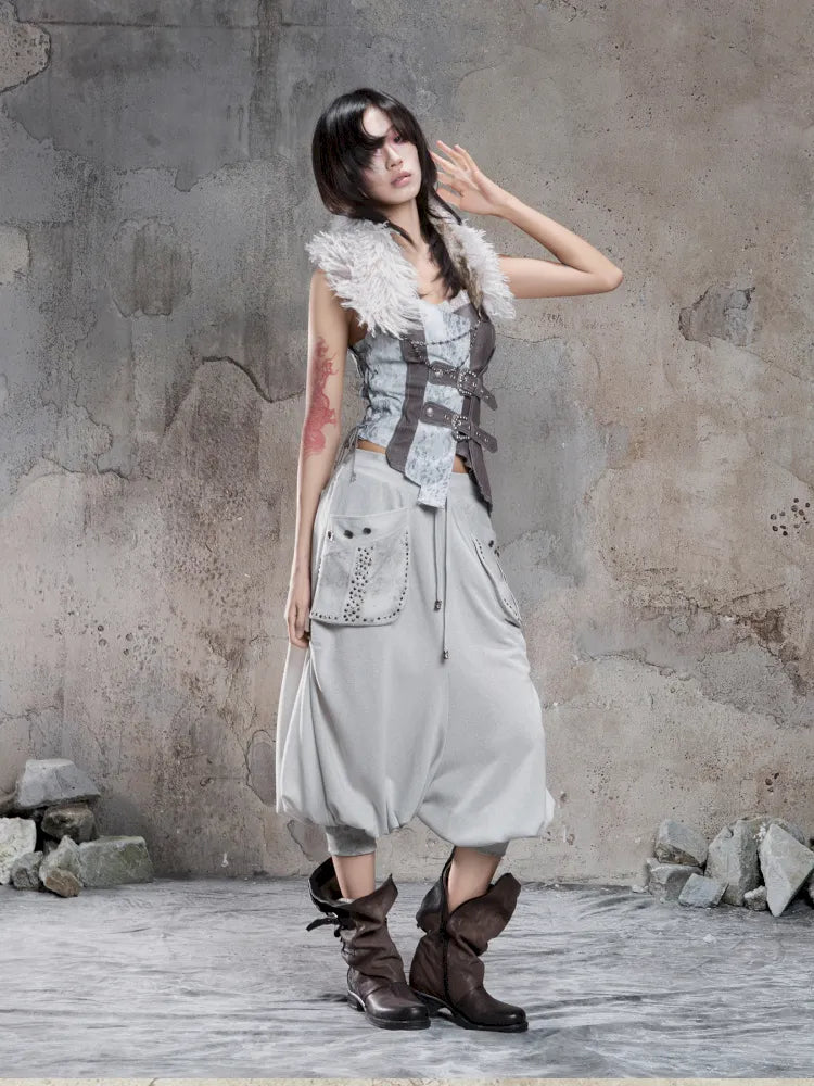 Cropped Wide-Leg Pocket Skirt【s0000014137】