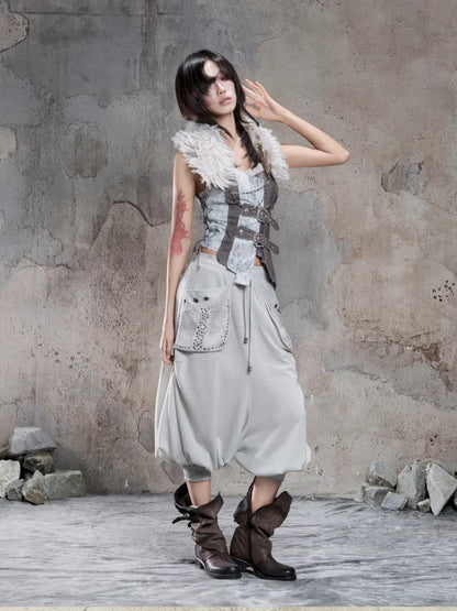 Cropped Wide-Leg Pocket Skirt【s0000014137】