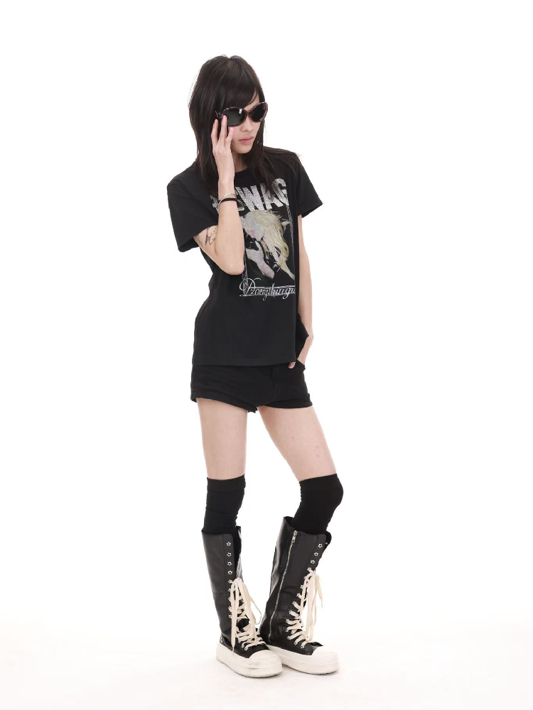 Portrait Diamond Print Crew Tee【s0000018217】