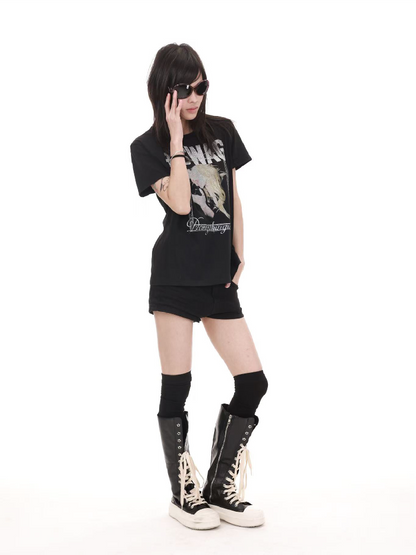 Portrait Diamond Print Crew Tee【s0000018217】