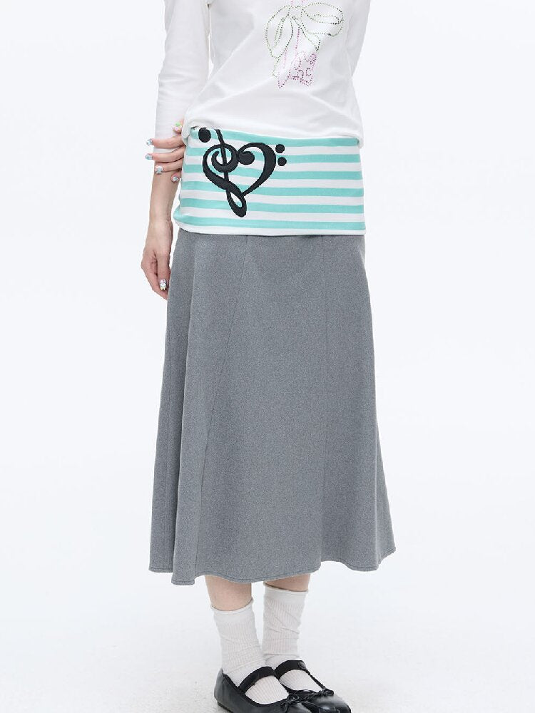 Color Blocking Striped Midi Skirt【s0000016383】