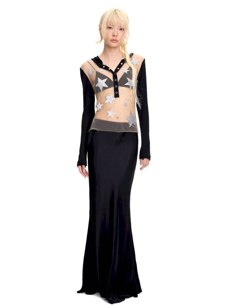 Mesh-Panel Long-Sleeve Top【s0000014416】