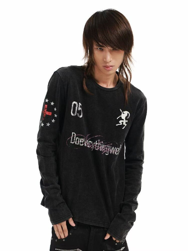 Demon SWAG Printed Long Sleeve T【s0000018361】
