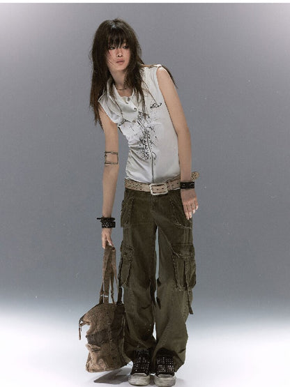 Double Waist Distressed Workwear【s0000017855】