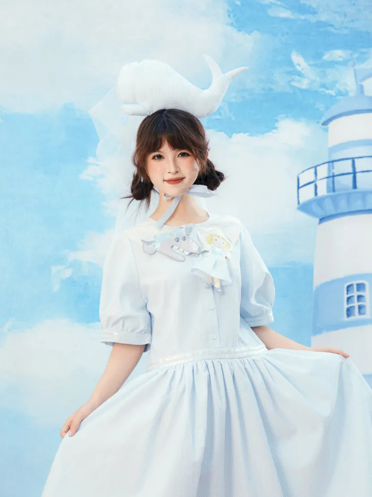 Blue and White Striped Dress【s0000014154】