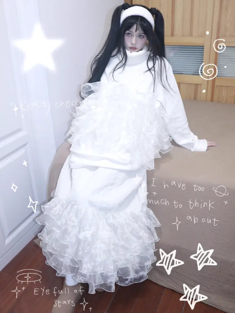 Granulated Sweatshirt with Lace Trim【s0000014345】