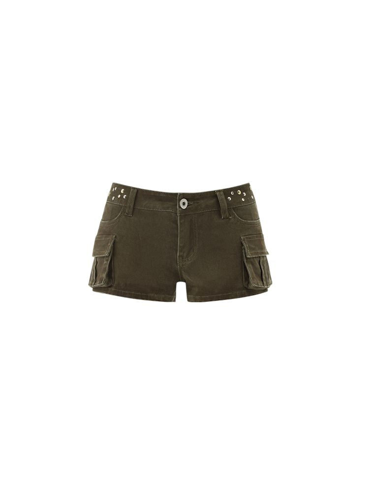 Studeded Workwear Low Waisted Hipster Proportionate Shorts [S0000009429]