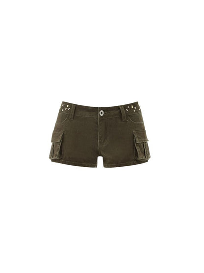 Studeded Workwear Low Waisted Hipster Proportionate Shorts [S0000009429]