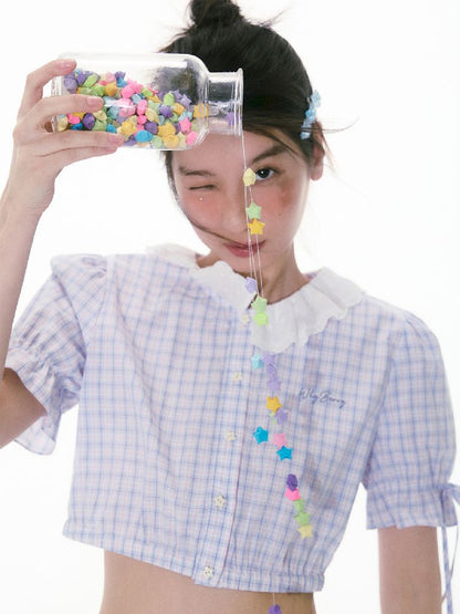 Bubble Sleeve Short Sleeve Blouse【s0000011996】