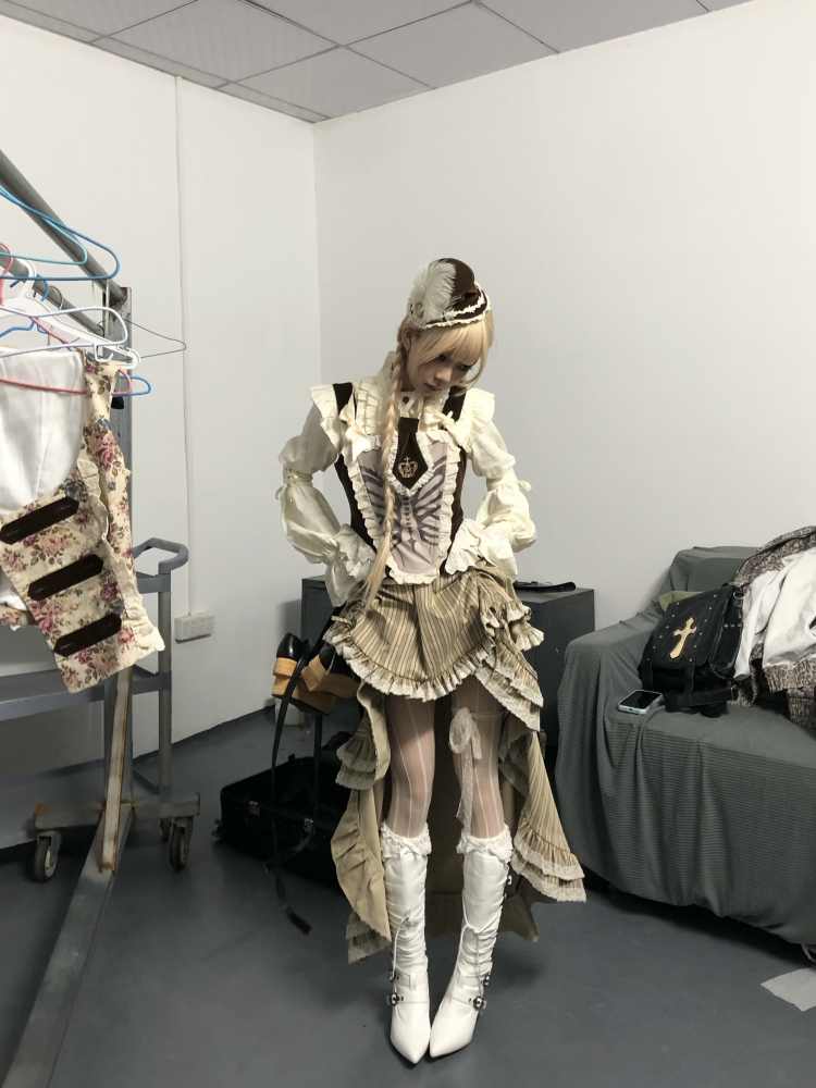 Stripe Lace Drawstring Cake Skirt【s0000015618】