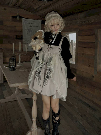 Drawstring Pull-Up Hem Mesh Babydoll Dress【s0000014434】