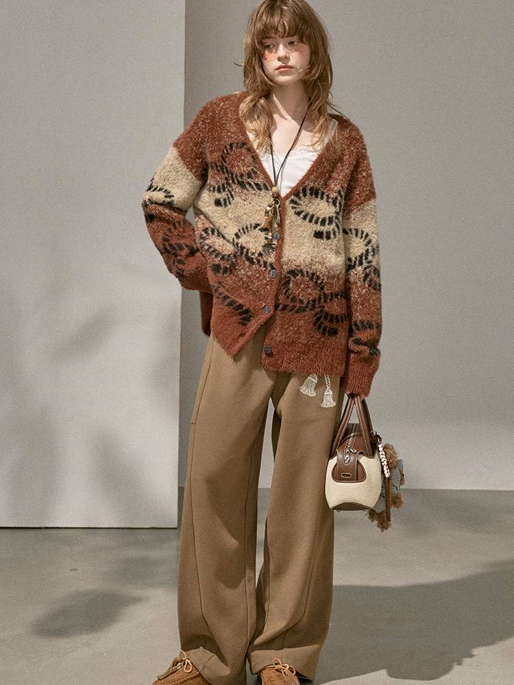 Oversized V-Neck Knit Cardigan【s0000014404】