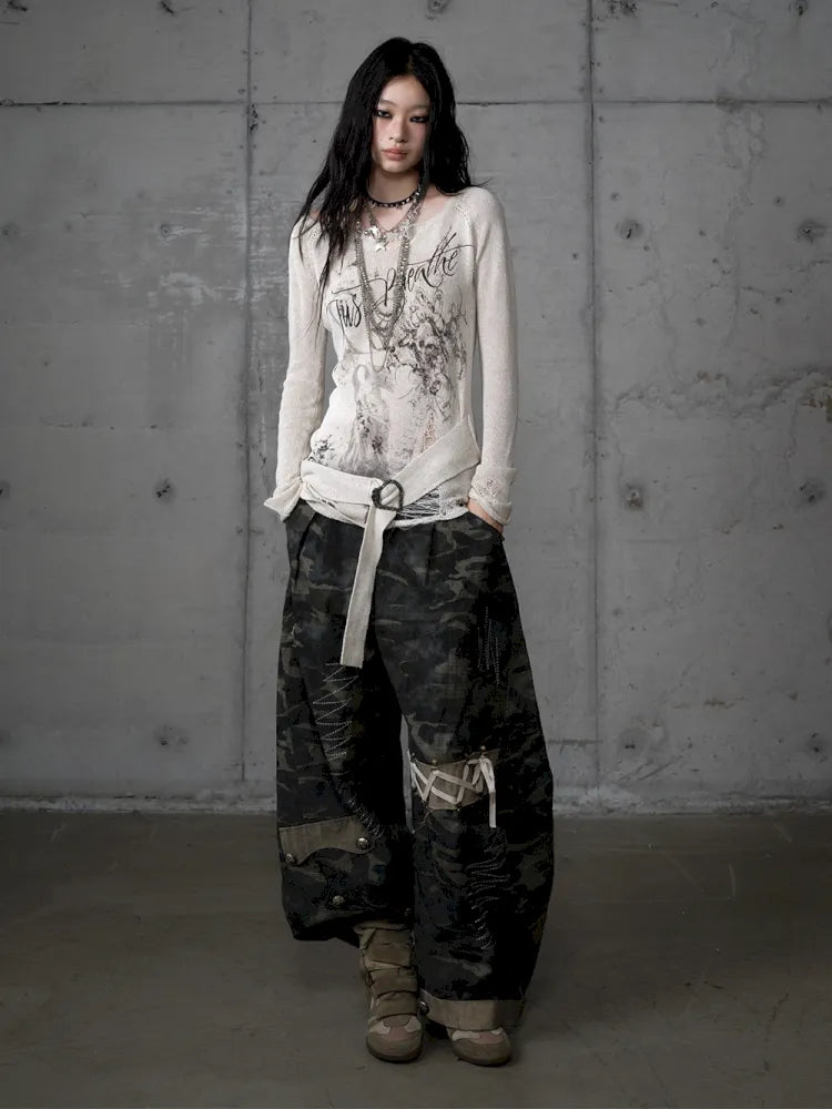 Embroidered Camo Pants【s0000014116】