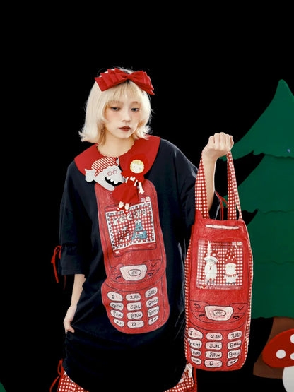 Original Pattern Drawstring Convertible T-Shirt Dress【s0000013932】