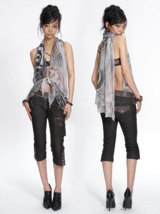Silk Zebra Print Halter Vest【s0000017664】