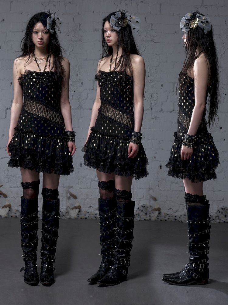 Lace Halter Neck Strapless Dress【s0000012786】