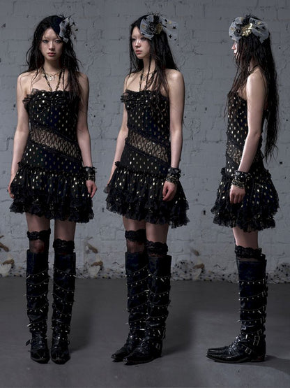 Lace Halter Neck Strapless Dress【s0000012786】