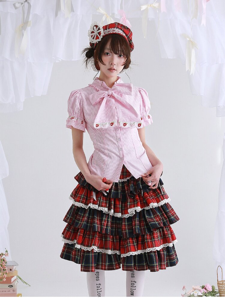 Pink Striped Lolita Inner Shirt【s0000016556】