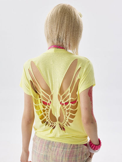 Skin Friendly Cutout Short Sleeve T Shirt【s0000017635】