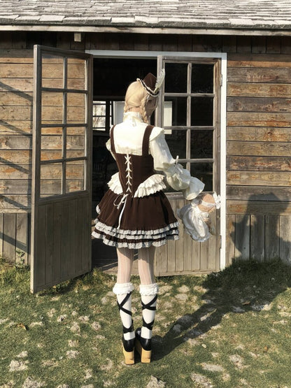 Bone Print Velvet Lace Corset Vest【s0000015613】