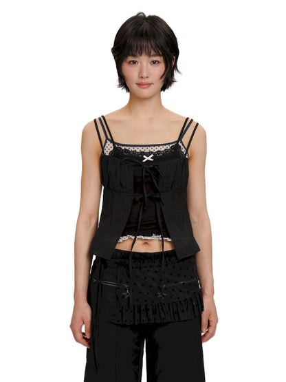 Overlay niche design lace-up camisole【s0000012521】