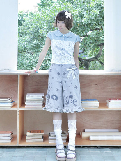 Embroidery Star Wide Leg Pants【s0000017129】