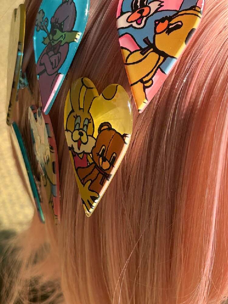 Colorful Rabbit Heart Acrylic Hair Clips【s0000019247】