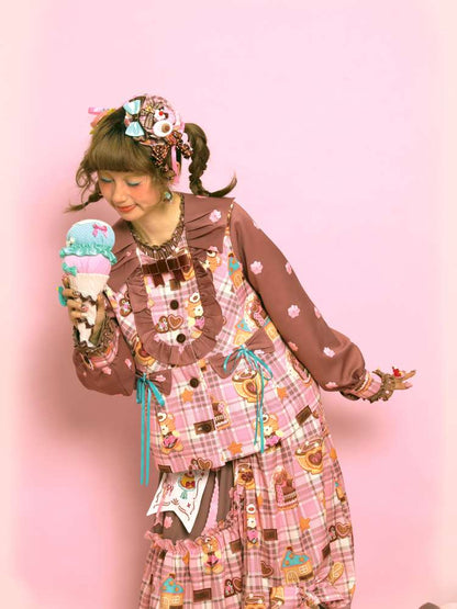 Pink-Brown Vintage Doll-Style Jacket【s0000014514】