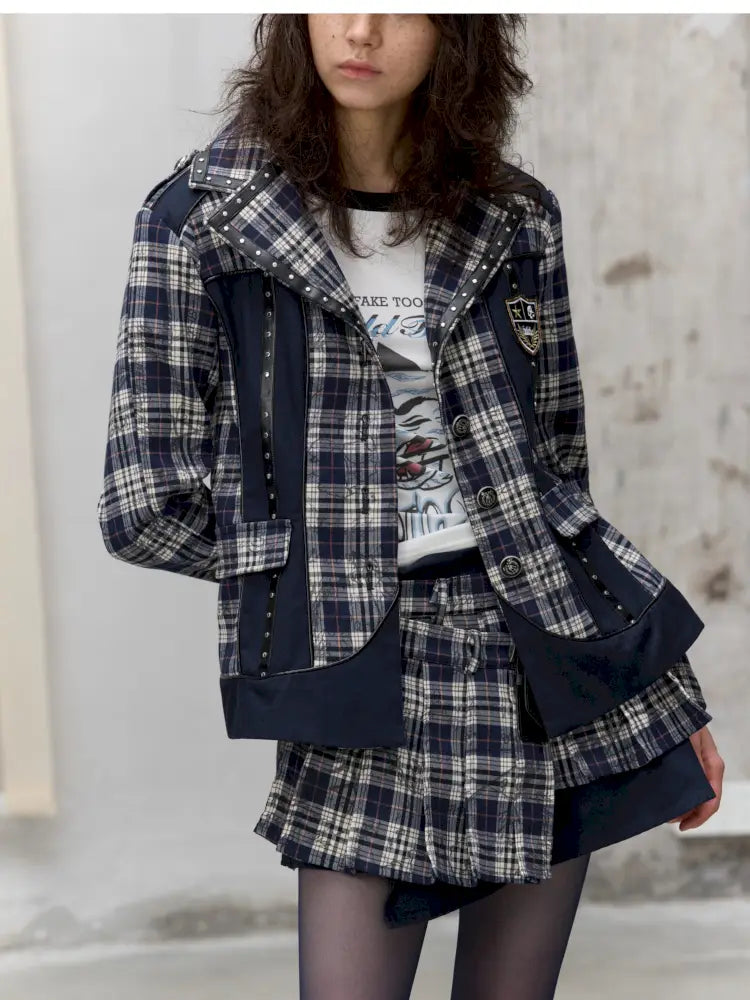 College Style Asymmetric Suit Pleated Skirt【s0000014205】