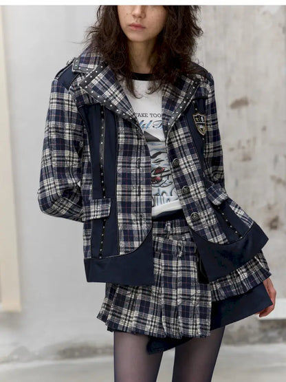 College Style Asymmetric Suit Pleated Skirt【s0000014205】