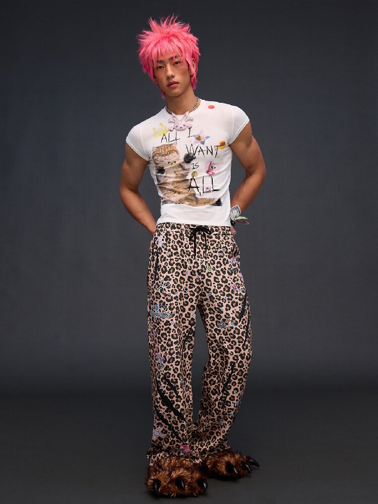 Leopard Sticker Print Sweatpants【s0000017030】
