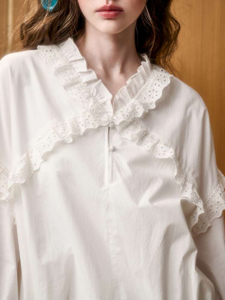 Organic Cotton Embroidery Patchwork Lace Dress【s0000014888】