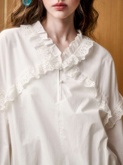 Organic Cotton Embroidery Patchwork Lace Dress【s0000014888】