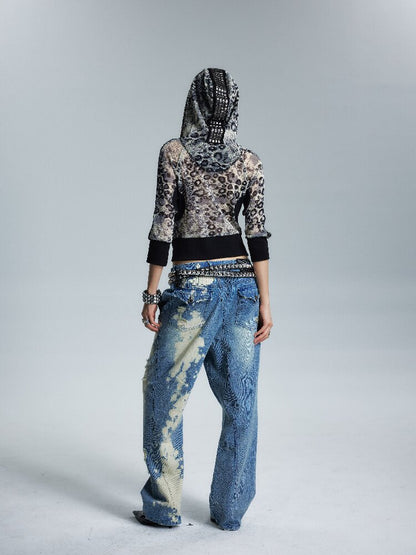 Gold Silk Leopard Mesh Hoodie T【s0000017006】