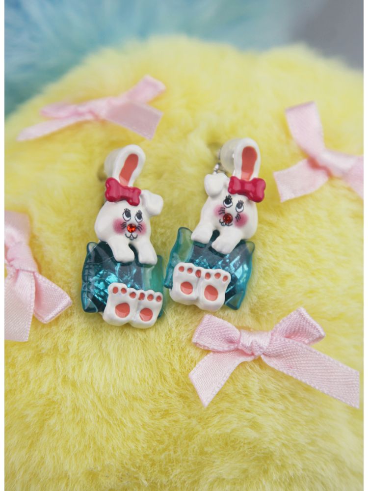 Transparent Pillow Bunny Earrings【s0000013922】