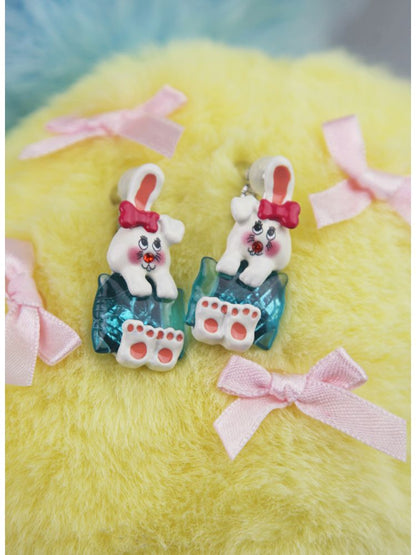 Transparent Pillow Bunny Earrings【s0000013922】