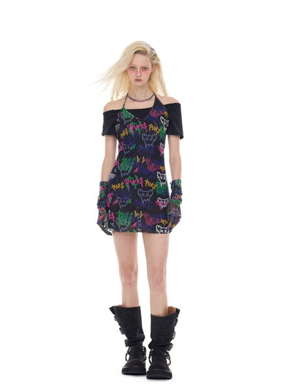 Slim-fit elastic punk Y2K dress【s0000012984】